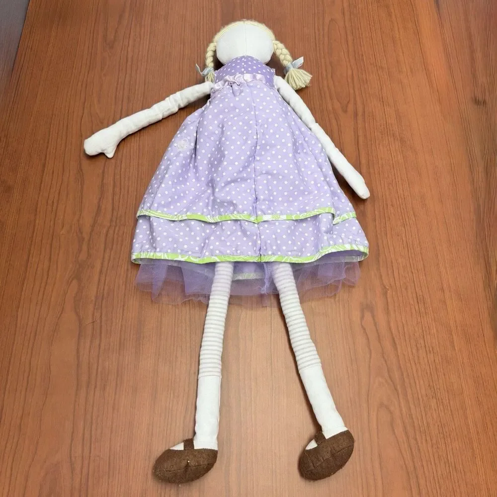 Pottery Barn Kids Princess Doll 30” Purple Polka Dot Cloth Plush 2011 PBK